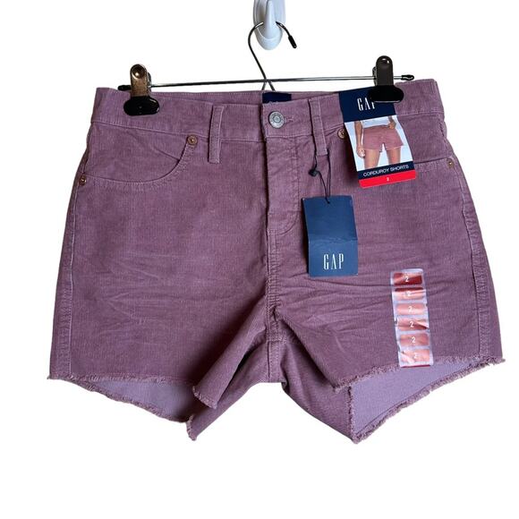 GAP Corduroy Shorts Mauve Nostalgia Rose Pink Cut-Off Frayed Hem Women’s Size 2 - Picture 2 of 15